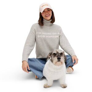 NEW Women's "I'm More Of A Dog Person" Turtleneck Sweater - Heathered Gray